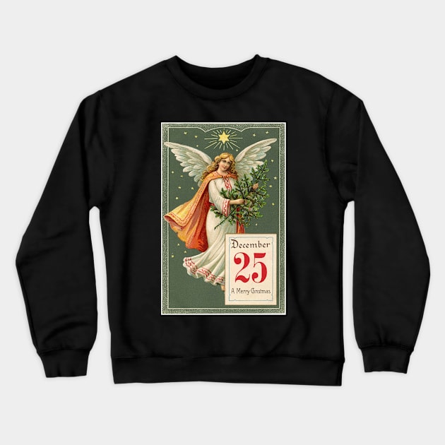 Vintage Christmas Angel Crewneck Sweatshirt by RetroSalt